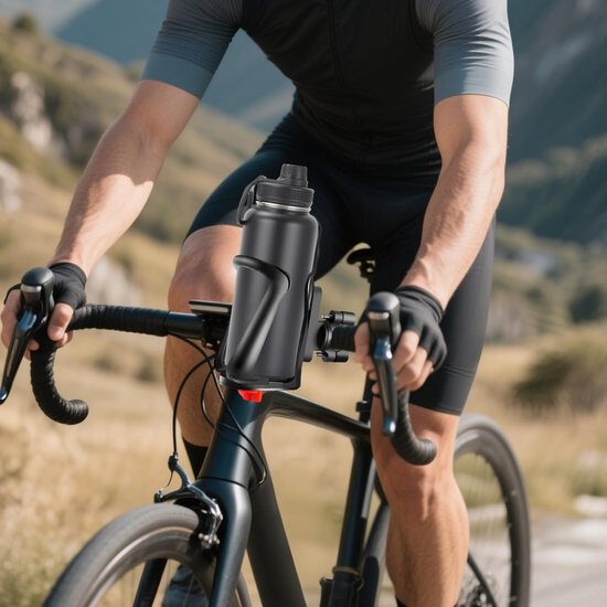Fleshouder Fiets - Stuurhouder Bidon - Onderweg Drinken - Gereedschapsvrij Verstelbaar - 20-35mm Frame - Zwart — afbeelding 2
