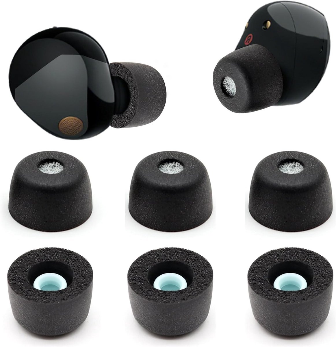 Geheugenfoam Oordopjes, Vervangende Oordopjes voor Draadloze Oordopjes, Comfortabele Pasvorm, 3 Paar, Matte Afwerking