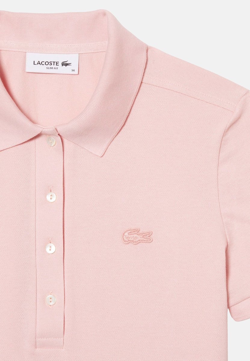 Lacoste Piqué Stretch Polo Dames 40 Lichtroze
