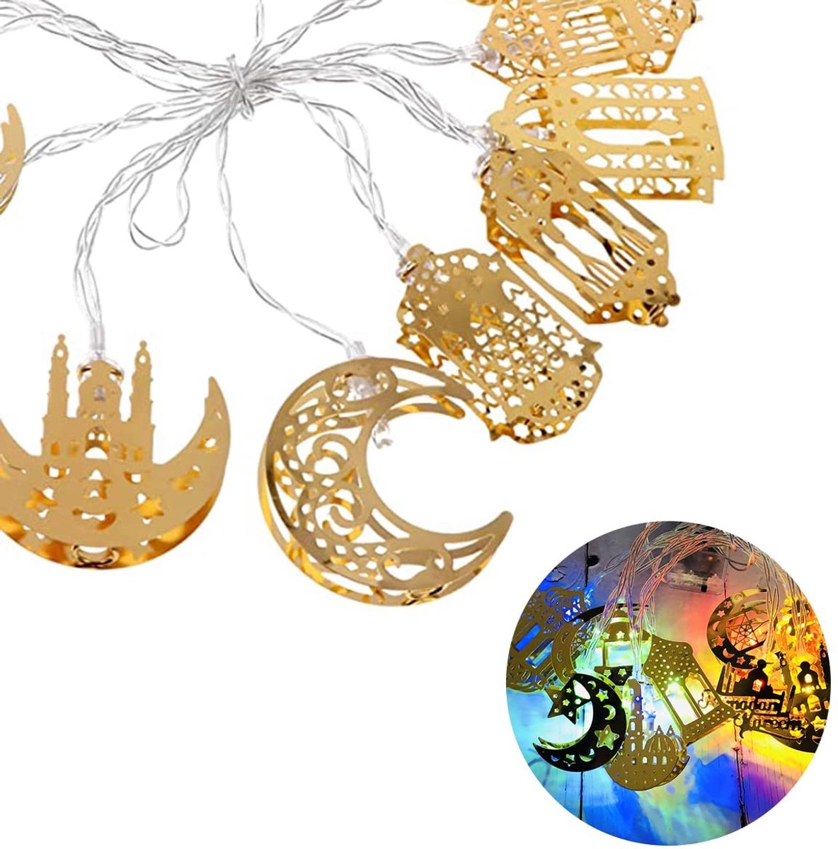 Dailygoods - 118inch Ramadan lichtsnoer - Feestverlichting - Romantische sfeer - Kleur - LED lamp - Perfect voor festivals - Decoratie