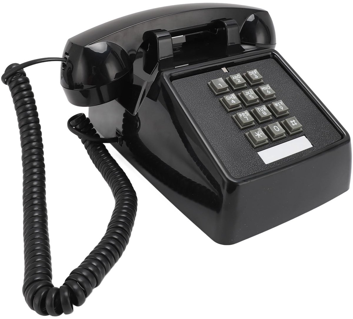 Dailygoods - Retro bureautelefoon - Vintage snoer - Mechanische beltoon - Zwart - Volumeregeling - Noodoproepfunctie - Geschikt voor thuis en kantoor
