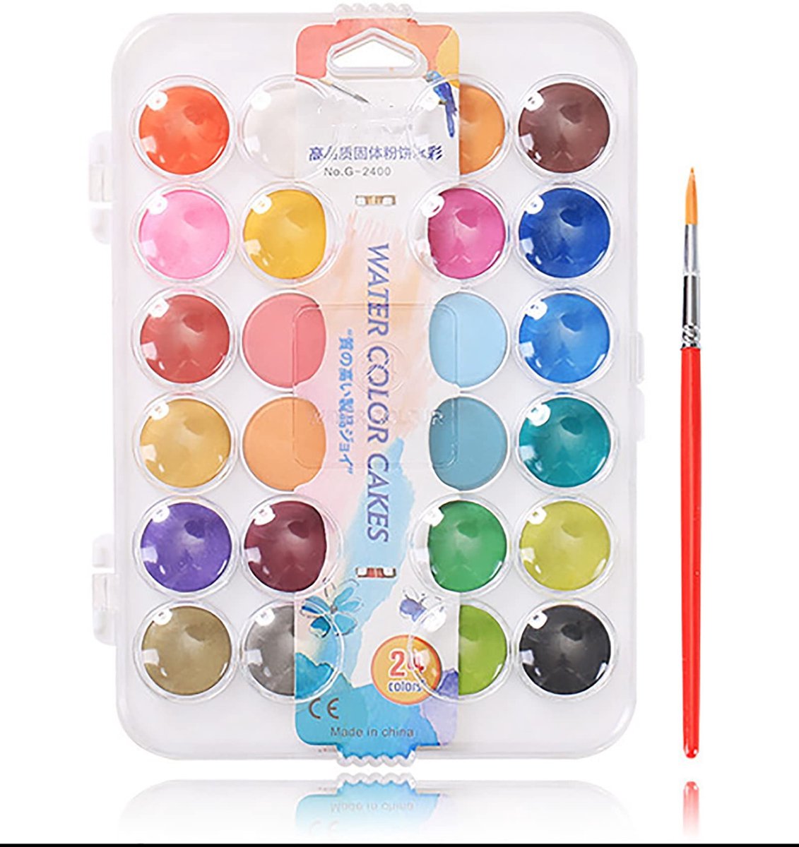 Smoakez - Aquarelverf - 24 kleuren - Niet giftig en wasbaar - Perfect voor beginners - Verfkwast inbegrepen - Voor kunstenaars en studenten