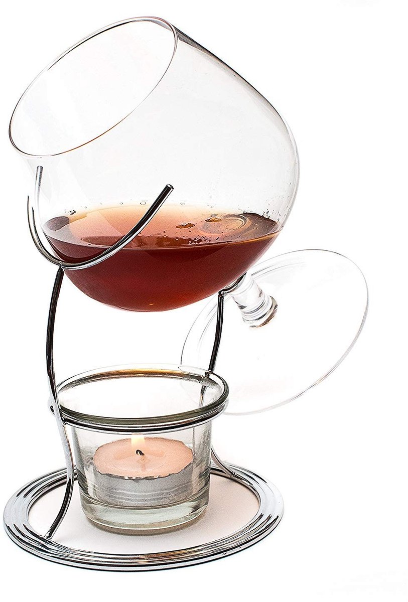 Livia home - Brandy & Cognac Snifter Warmer - Premium Drinkset - Met Theelicht & Houder - Glanzend - Ideaal Cadeau - Voor Thuisgebruik