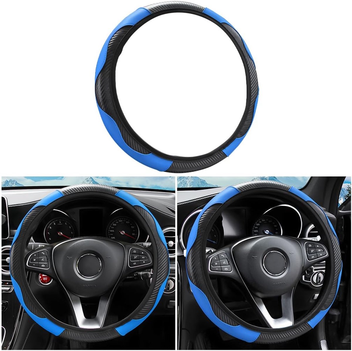 VT Goods - Universele stuurhoes - Antislip - Ademend - Blauw - Duurzaam - Auto-accessoires voor interieur - Geschikt voor stuurdiameter 37-38 cm