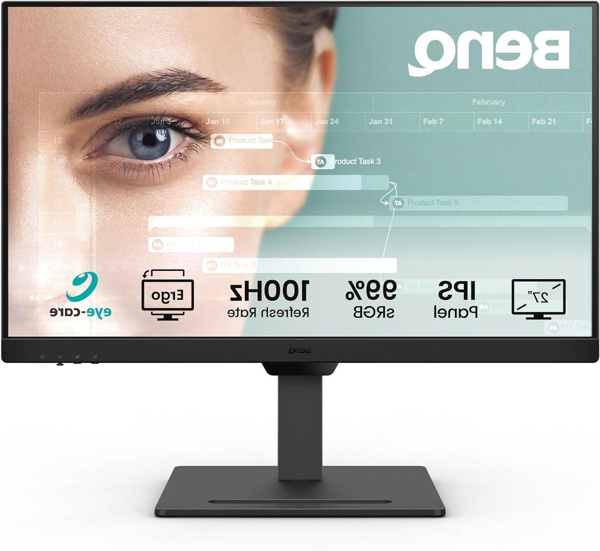 Kantoor Monitor - Bureau Scherm - Productief Werken - Ergonomisch Verstelbaar - 27 inch - Zwart