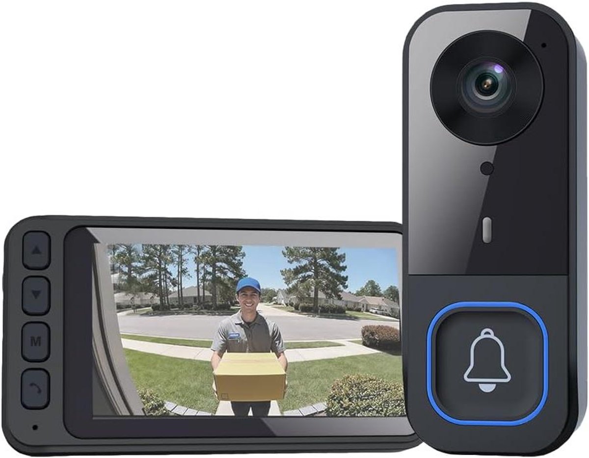 Video Deurbel - Beeldbuis Intercom - Veilig Huis - Geen Wifi Nodig - 4.5 Inch Monitor - Zwart