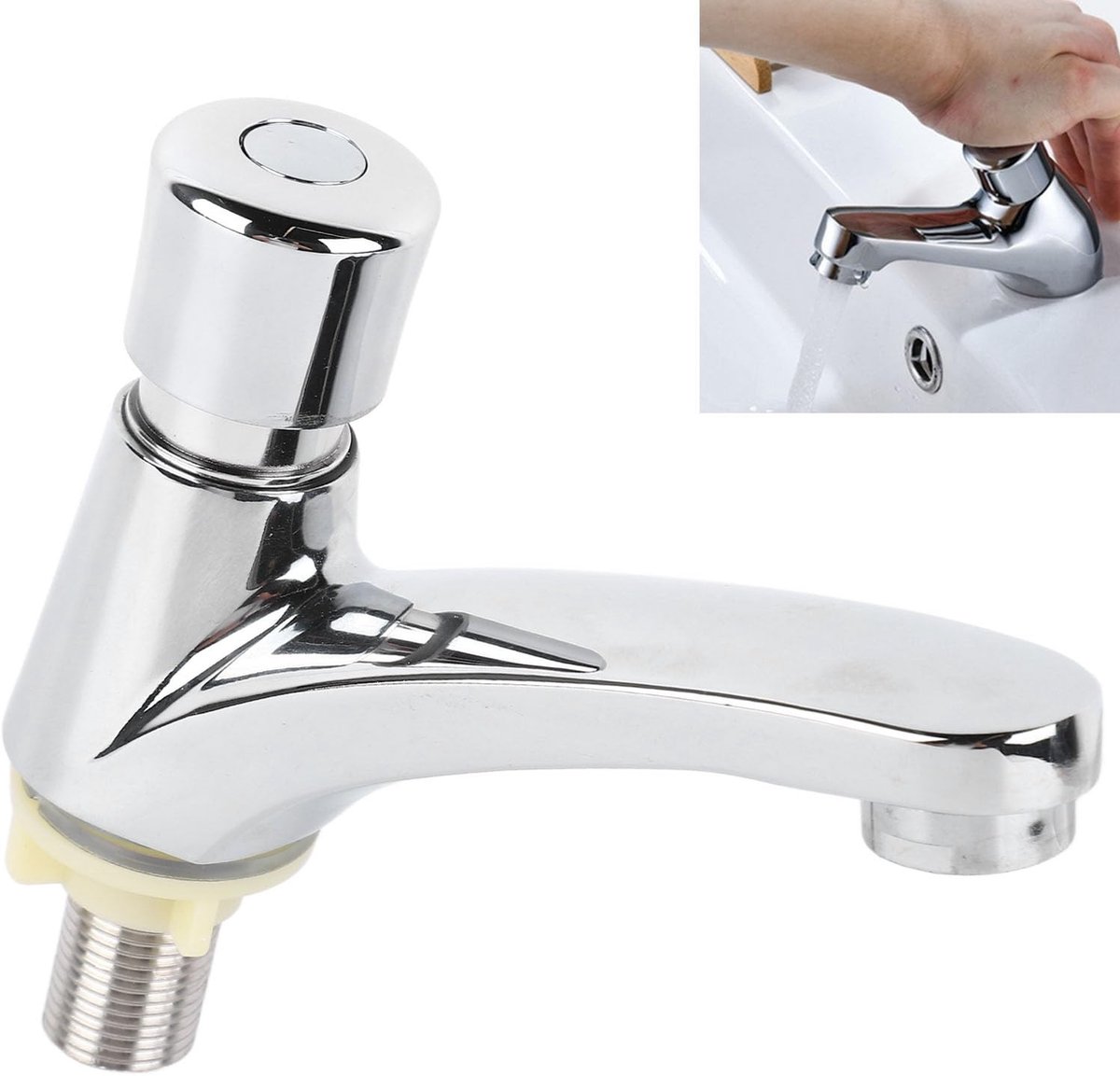 Jhubersproducts - Wastafelkraan - Waterbesparende Kraan - Drukschakelaar Ontwerp - Koperlegering - Voor Thuis Keuken Badkamer Hotel - Automatische Uit