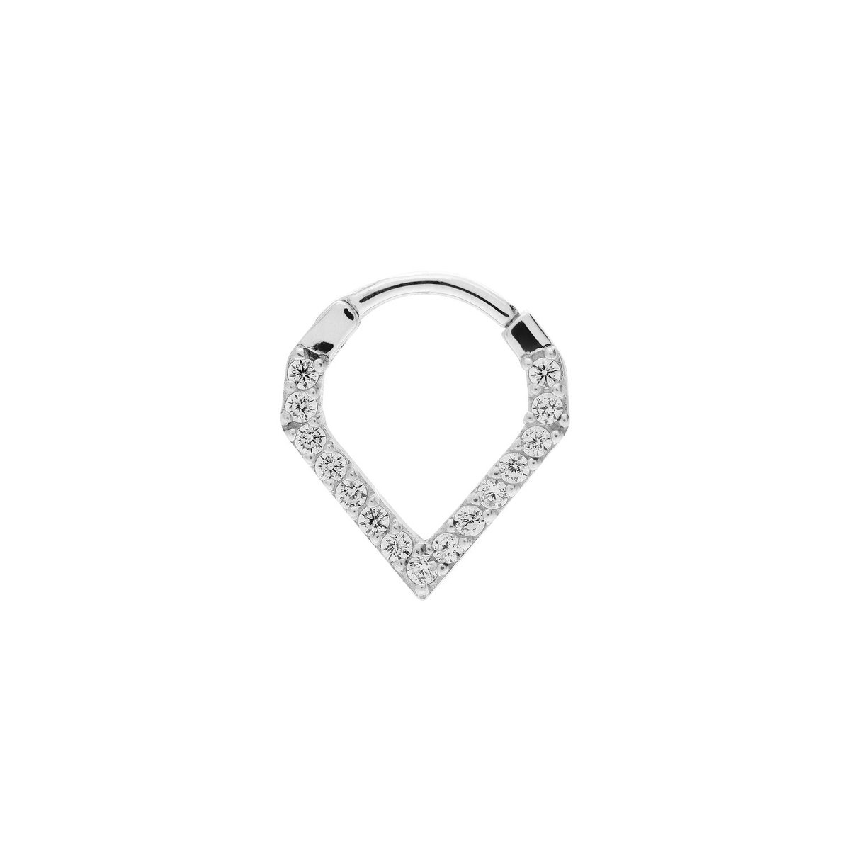 Lucardi - Dames Stalen helixpiercing met zirkonia - Piercing - Staal - Zilverkleurig