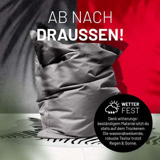 Lumaland - Grote luxe XXL zitzak - 380 liter vulling - 140 x 180 cm - geschikt voor Indoor & Outdoor - verkrijgbaar in verschillende kleuren - Grijs