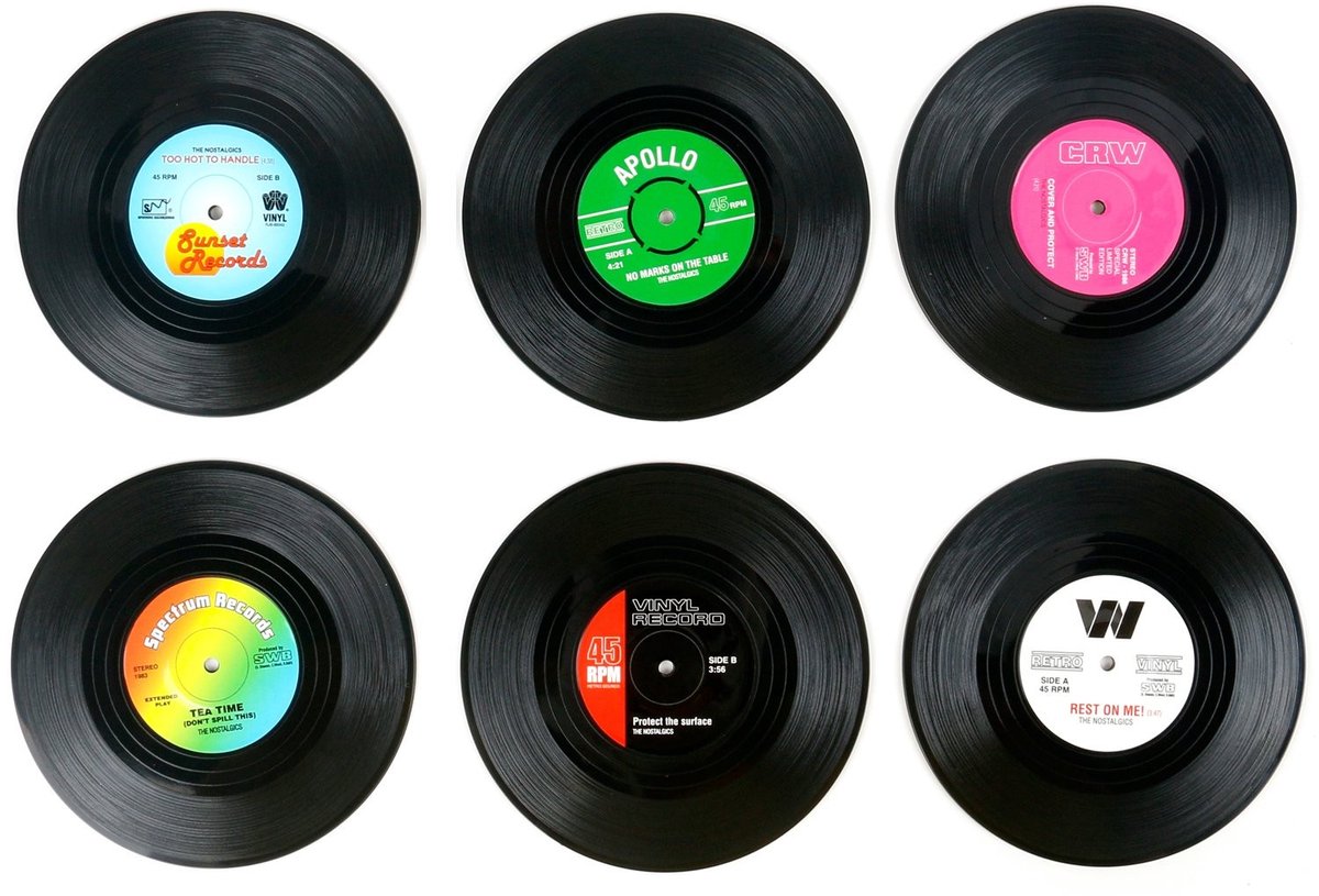 Smoakez - Vinyl Platen Onderzetters - Retro Muziek Onderzetters - Tafelblad Bescherming - Zwart - Set van 6 - Geschikt voor Koffie en Bier