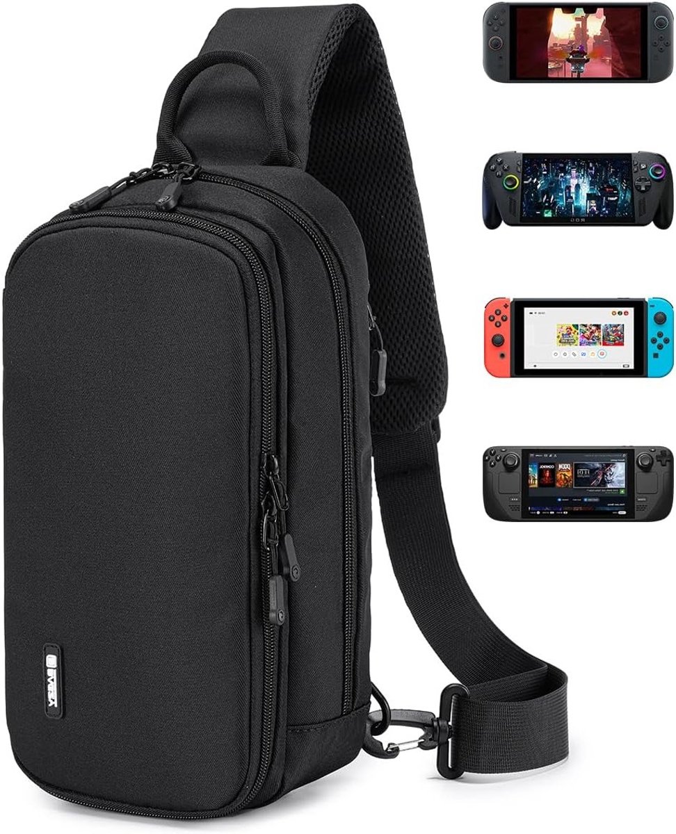 Herentas Schoudertas voor Nintendo Switch 2, Steam Deck en ROG Xbox Ally - Beschermhoes met 10 Game Cartridges en Draagbare Sling Bag Case