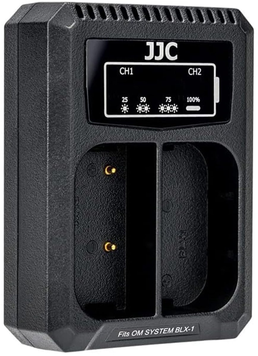 Smoakez - USB dubbele batterijlader - Oplader voor camera - Draagbaar formaat - Geschikt voor OM-SYSTEEM OM-1II en OM-1 - Lithium-ion batterij - La...