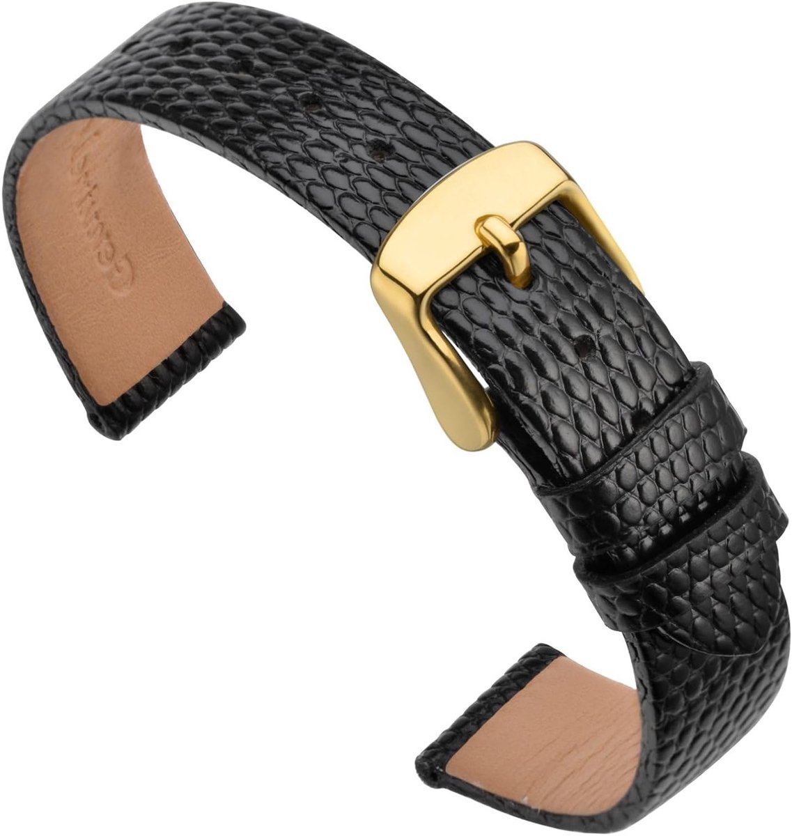Leren Horlogeband voor Dames 12 mm-14 mm-16 mm-18 mm-20 mm - Vervangband met Hagedisprint en Gouden Gesp, Stijlvol en Comfortabel