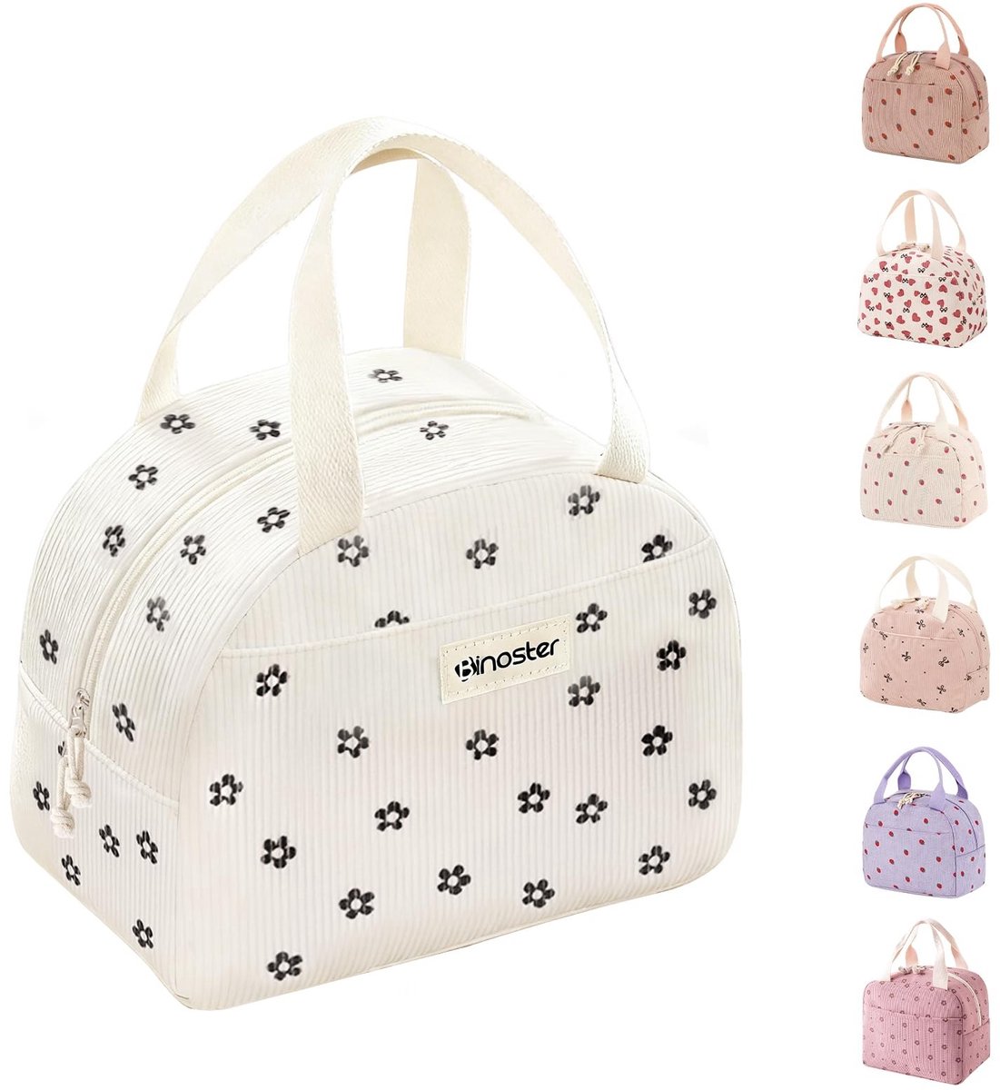 Smoakez - Lunchtassen voor vrouwen - Geïsoleerde koelere lunchtas - Beige pruim - Voor werk en school - Draagtas voor picknick en reizen