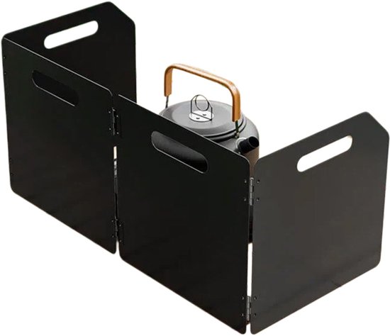 Campingkachel-Windscherm - Windscherm voor Buitenkachels - Opvouwbare Windbescherming - Inclusief Opbergtas - voor Wandelen & BBQ - Zwart — afbeelding 5