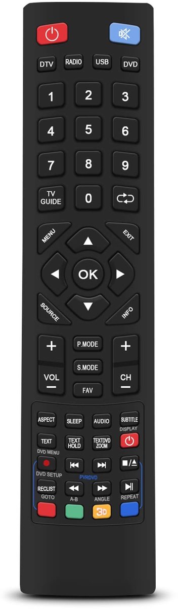Dailygoods - Smart TV-afstandsbediening - Universele afstandsbediening - Gebruiksvriendelijk - Zwart - Geschikt voor Alba Bush/Technika/Blaupunkt/SHAR