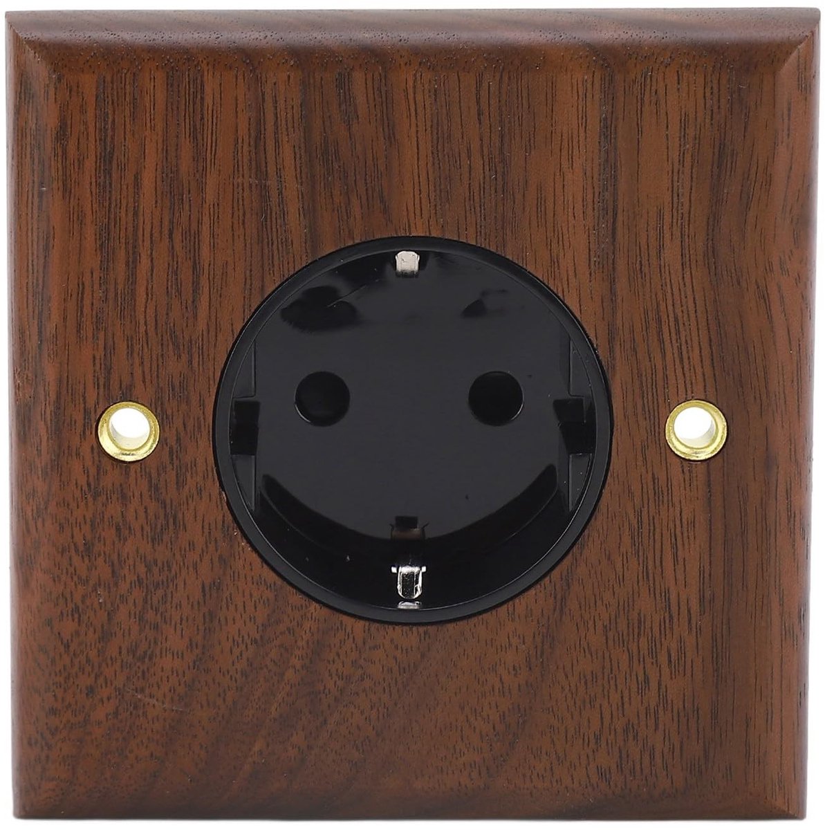 Dailygoods - EU-Standaard Stopcontact - 16A 250V - Milieuvriendelijk - Walnoothouten Afwerking - Decoratief en Functioneel - Geschikt voor Thuiskantoo