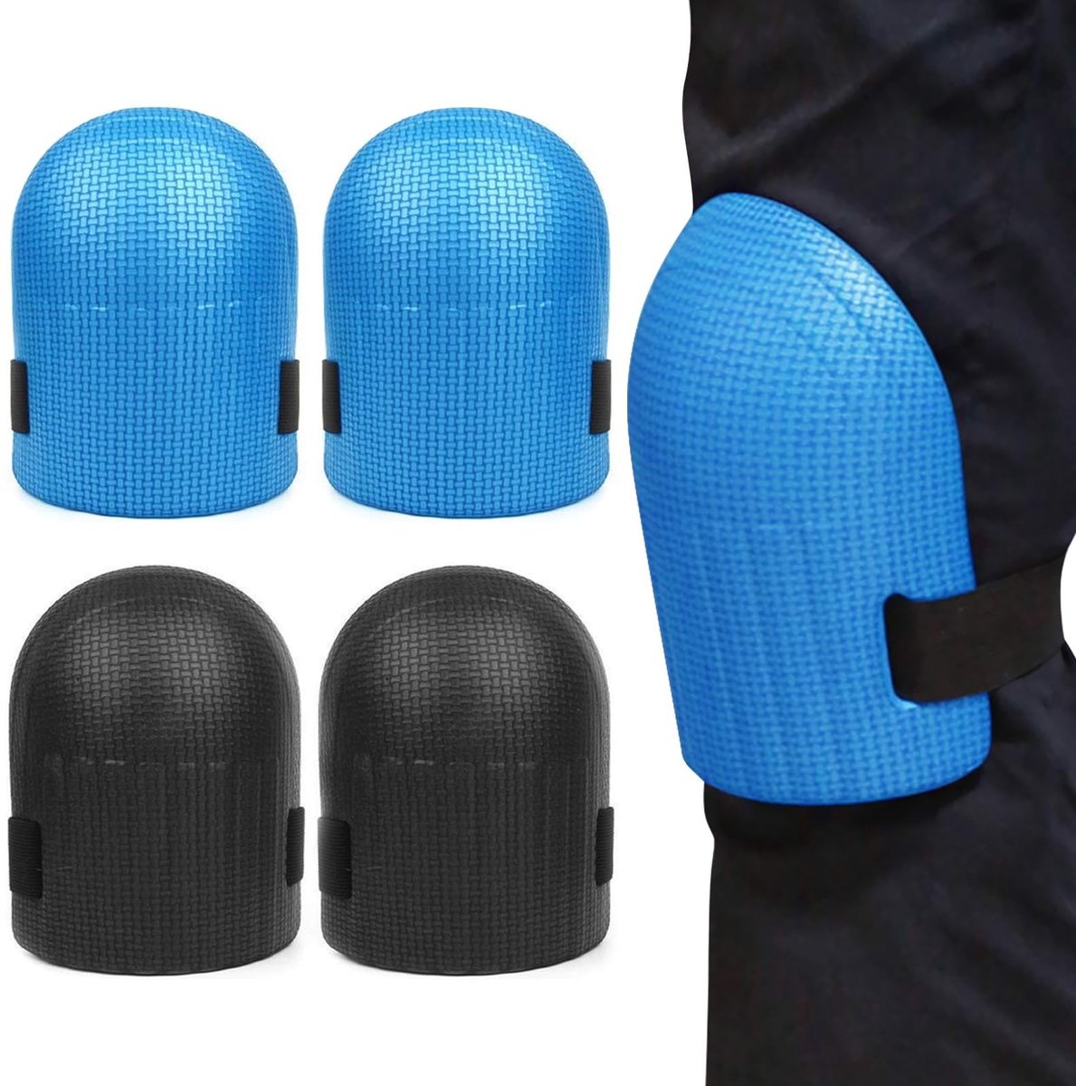 Dailygoods - Antislip Kniebeschermers - Verstelbaar - Zacht en Flexibel - Zwart Blauw - Schokbestendig - Geschikt voor Vloeren Tuinieren en Buitenspor