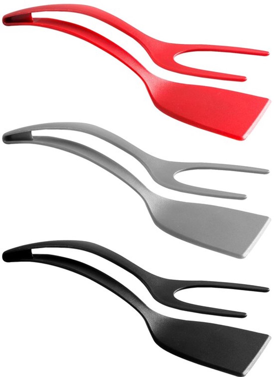 3-delige Viskwast Spatelset - Silicone Keukentangen in Rood, Zwart en Grijs