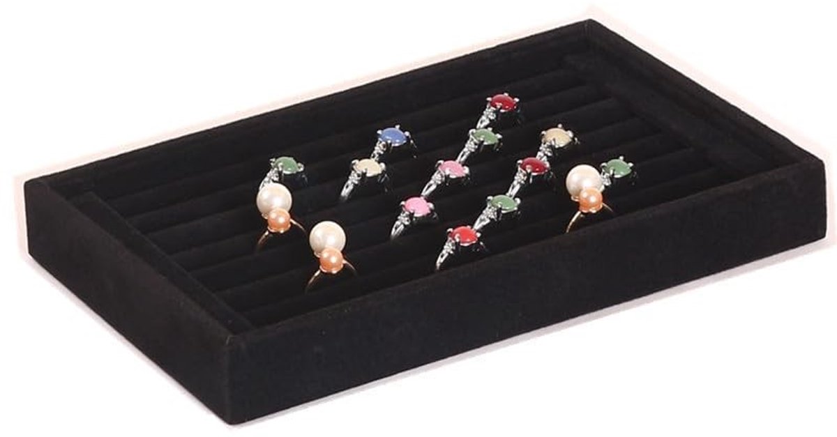 Elzusha - Ring Tray - Sieraden Organizer - 7 Slots - Zwart - Oorbellen Opbergen - Perfect voor Thuisgebruik - Modern Design