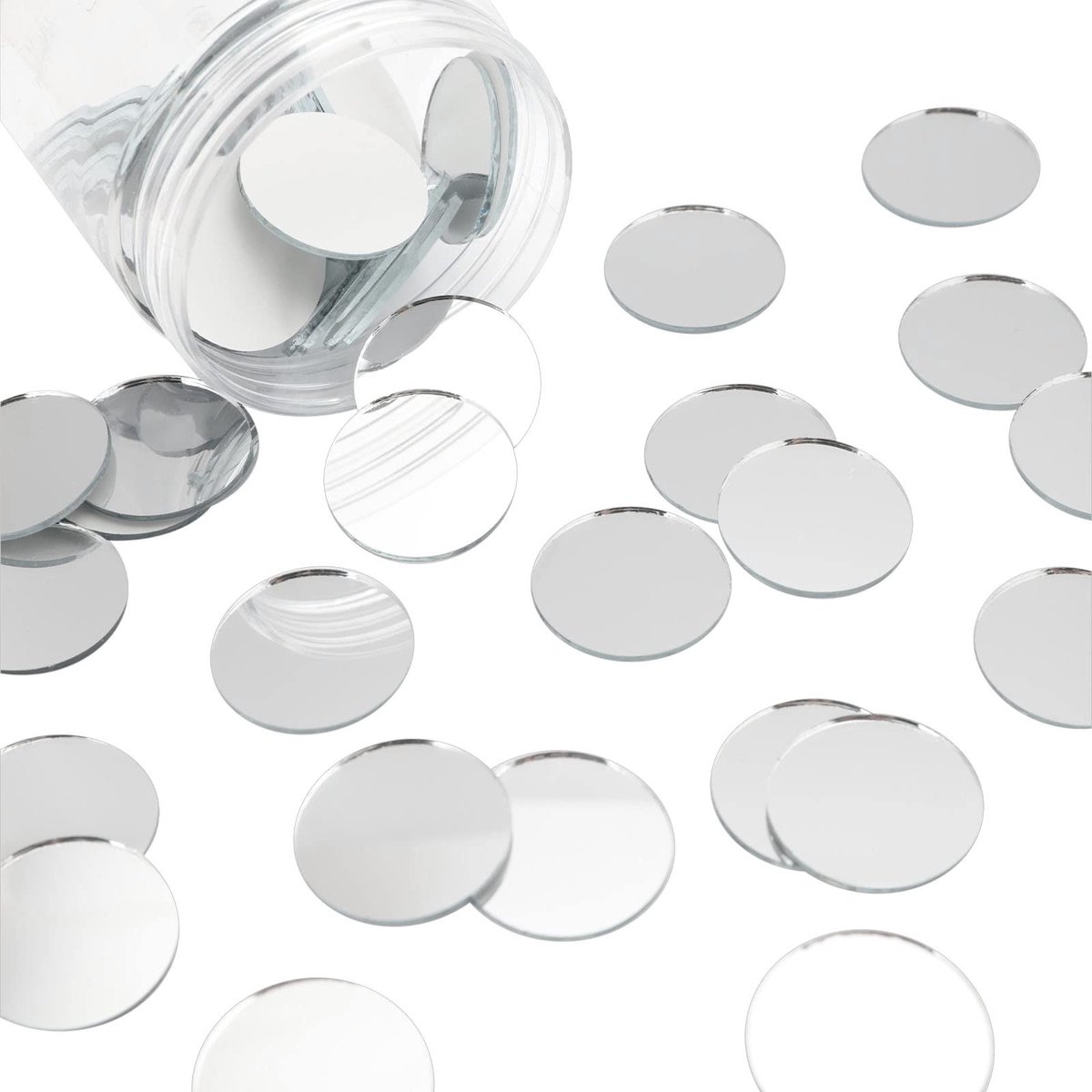 By shayne - Mini Cirkel Spiegel Tegels - Ronde Glazen Spiegels - Ideaal voor Kunst en Decoratie - Wit - 100 Stuks - Perfect voor Creatieve Projecten
