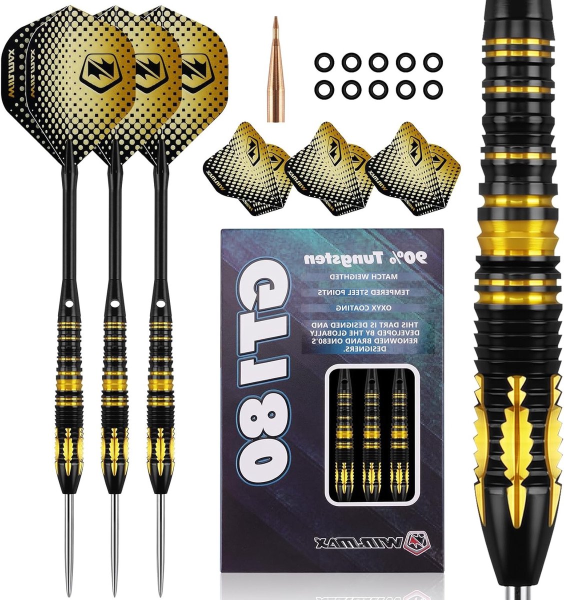 Darts met groene aluminium schachten, 1 kg gewicht en extra accessoires voor optimale prestaties