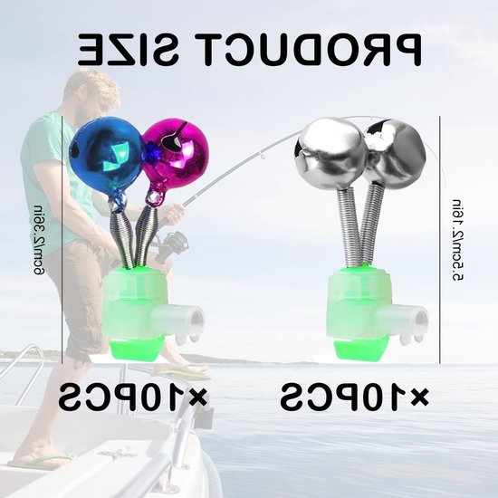 20 Stuks Spiral Clips met Bel voor Vissers - Alarm voor Visspullen, Geluid en Outdoor Activiteiten — afbeelding 2
