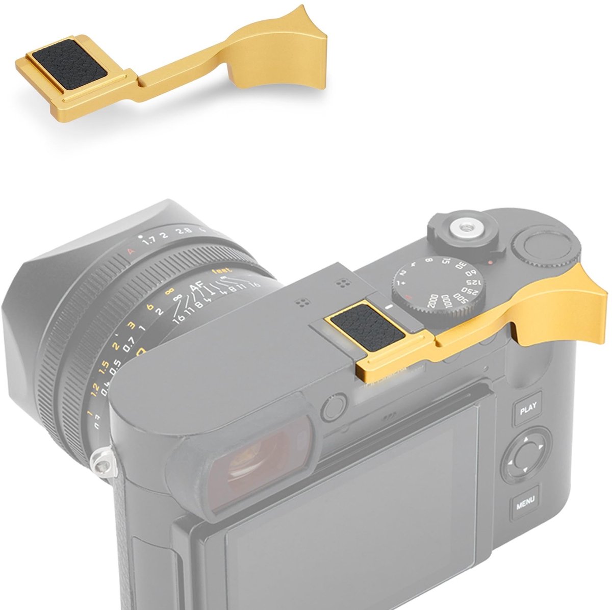 Allecto - Gouden Hot Schoen Grip - Verbeterde Grip - Aluminium - Duim Ondersteuning - Betere Balans - Geschikt voor Leica Q3, Q2