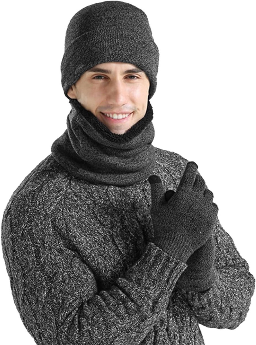 Warme set met sjaal, muts en handschoenen voor dames en heren - touchscreen handschoenen, winteraccessoires, perfecte cadeau-ideeën