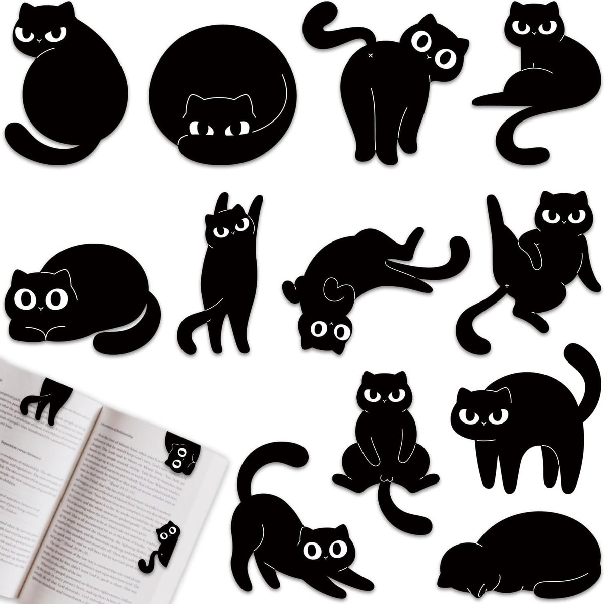 Magnetische boekenleggers in kattenstijl voor kinderen, leraren en boekenliefhebbers - 6 stuks, ideaal voor kattenfans en leesplezier