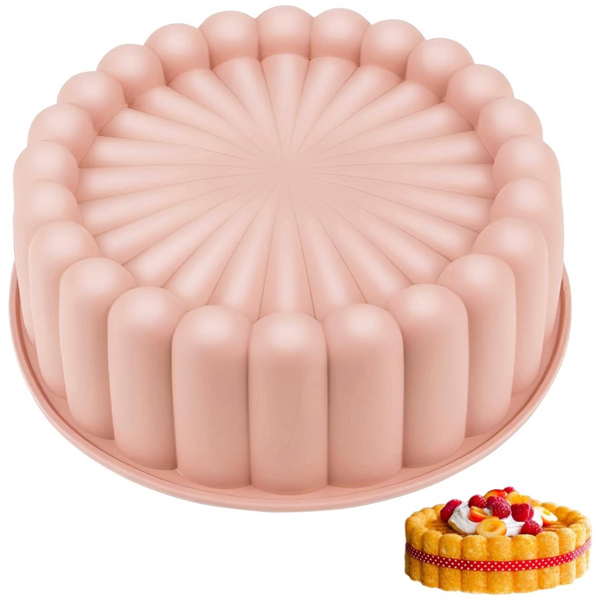 MTTProducts - Silicone Baking Moulds - Cake Mold 20cm Round - Flexibel en herbruikbaar - Roze - Voor oven en magnetron - Perfect voor taarten en desser...