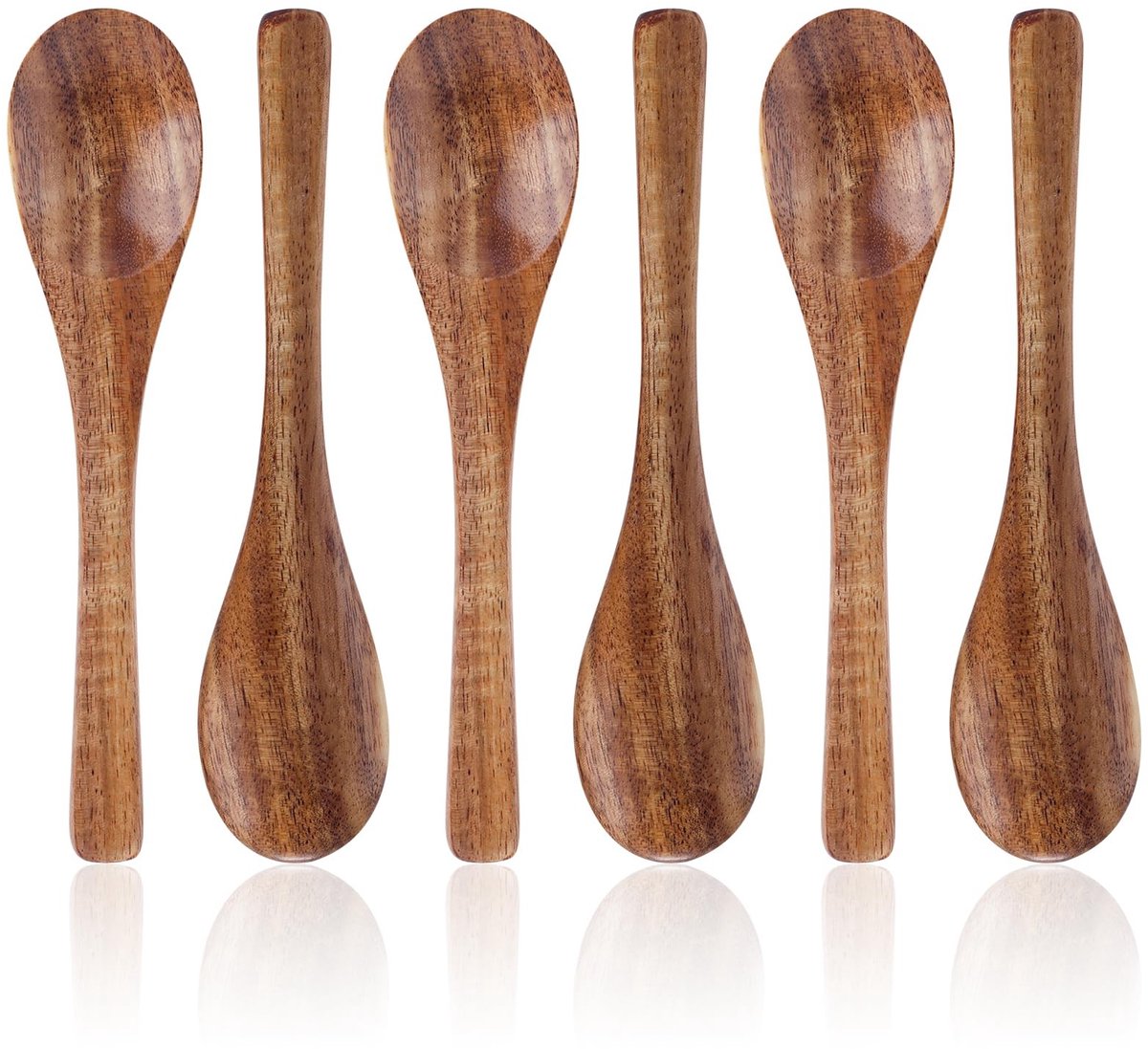 NTHProducts - Houten Lepels - Mini Houten Theelepels - Ideaal voor Koffie en Thee - Bruin - Keukenaccessoires - Geschikt voor Desserts - 6 Stuks