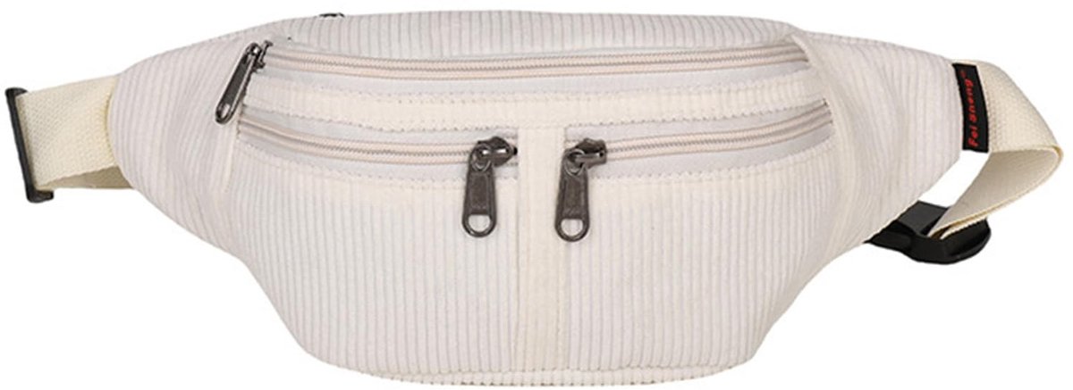Cosensi - Corduroy Dumpling Crossbody Tas - Halve Maan Tas - Verstelbare Riem - Cream - Trendy en veelzijdig - Geschikt voor dagelijks gebruik - Pe...