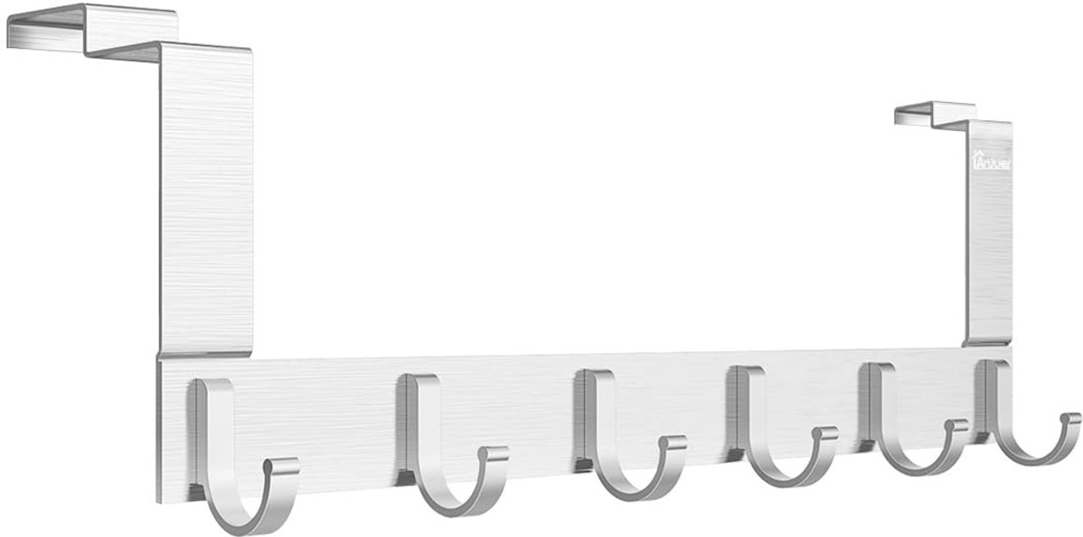 NTHProducts - Over Deur Haken - 6 Robuuste Haken - Maximaal 20kg Draagkracht - Zilver Aluminium - Geschikt voor Kleding en Hoed - Ideaal voor Interieur...