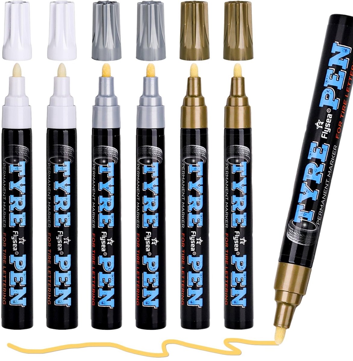 NTHProducts - Permanent Marker Pens - Acrylverf - 3 mm Precisiepunt - 6 Stuks - Watervast - Creatief voor DIY Projecten - Wit, Goud, Zilver