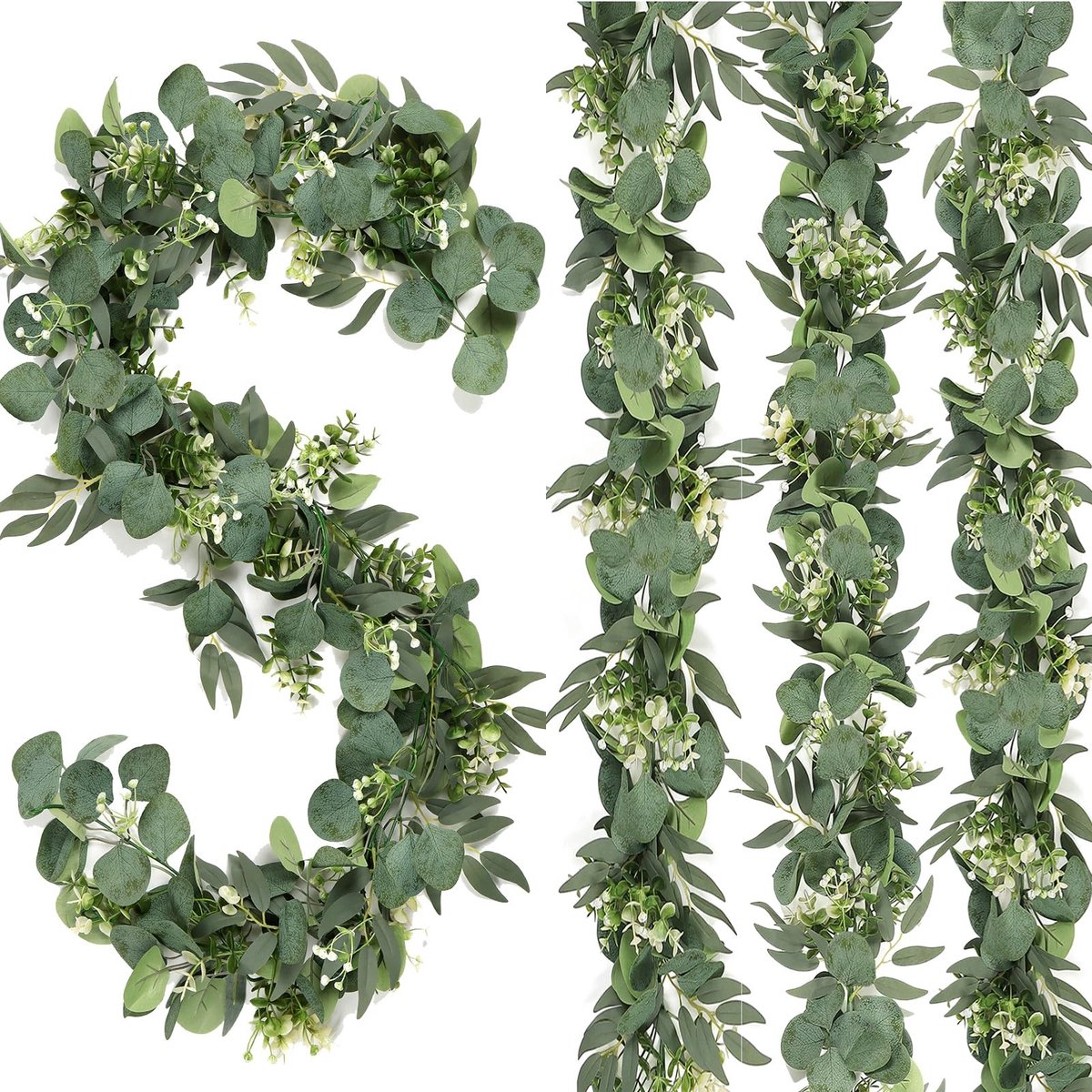 NTHProducts - Kunstplant Eucalyptus - Decoratieve Garland - 6.7 Meter - Faux Eucalyptus Bladeren - Voor Bruiloft en Feest - Groen