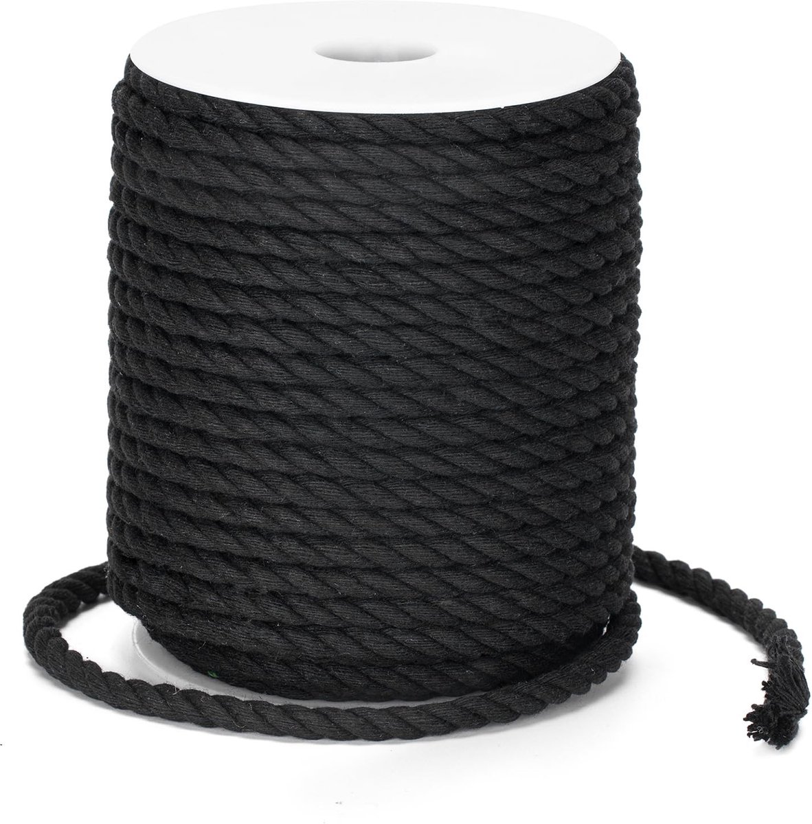 NTHProducts - Macrame Cord - Zwarte Katoenen Touw - Sterk en Duurzaam - 6 mm - Voor Creatieve Projecten - 30 meter - Geschikt voor Wanddecoratie