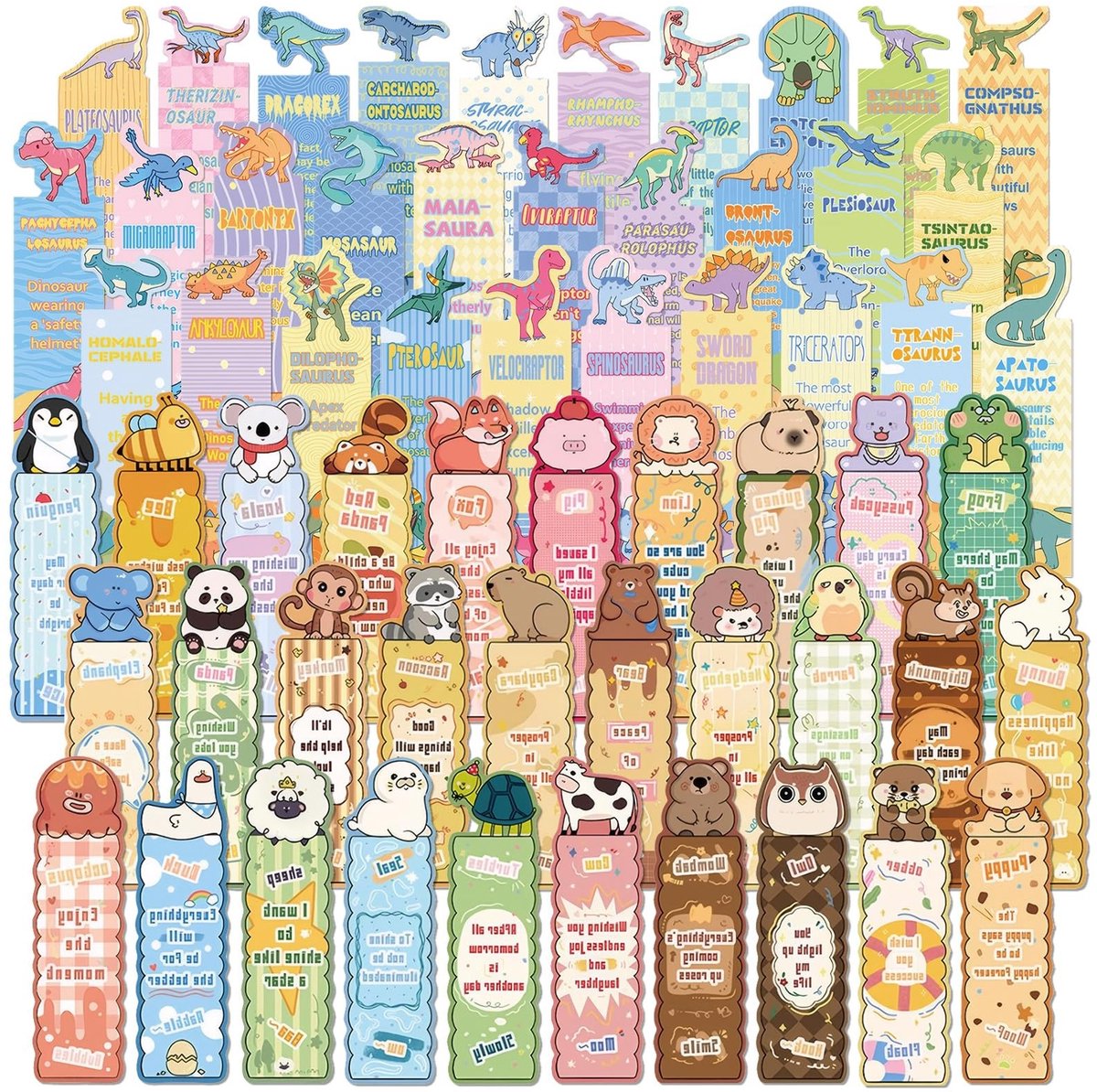 MTTProducts - Dieren Boekenleggers - Leesplezier voor Kinderen - Schattige Cadeaus voor Studenten - Papieren Boekenleggers - Inspirerende Spreuken - Ge...