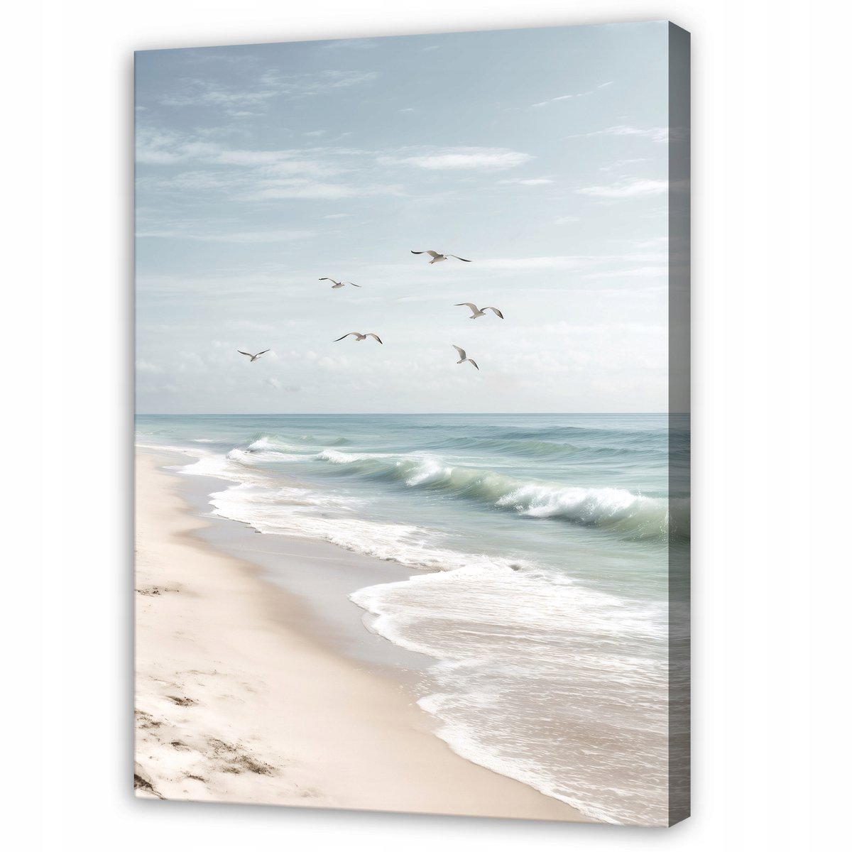 WALLARENA Schilderij op Canvas 80x120 cm - Schilderijen - Canvas schilderij - Strand motif - Voor de slaapkamer van de salon - Op het doek blauw
