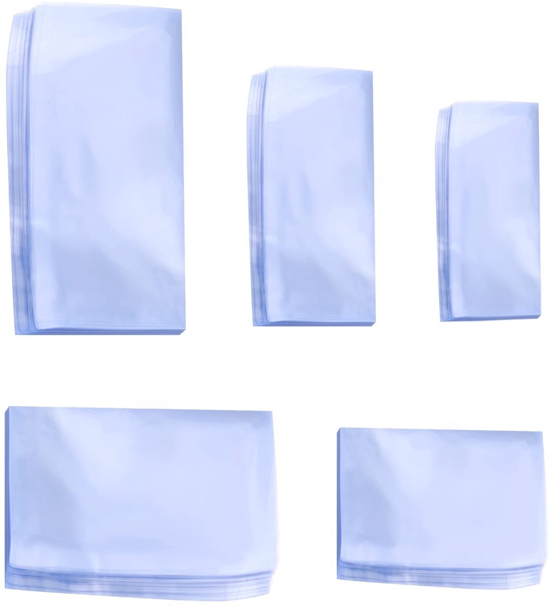 Allecto - Krimpkous Zakken - Transparante Verpakking - 5 Maten - PVC Film - Bescherming tegen Vuil en Water - Geschikt voor Cadeaus en Afstandsbedi...