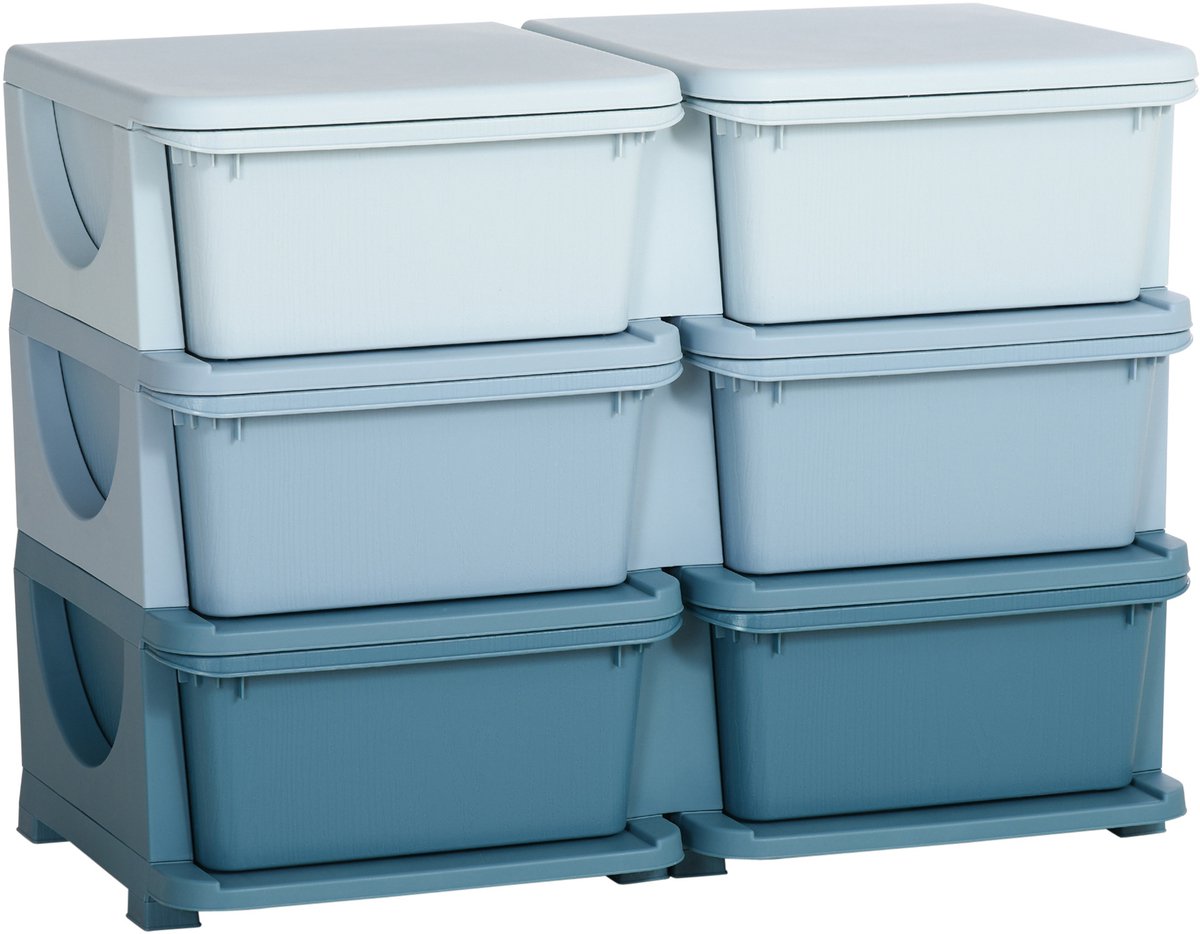 HOMCOM - Speelgoedkast - met Afgeronde randen - 6 laden - Blauw