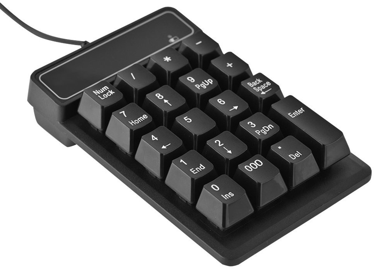 Shopcentral - USB-toetsenbord met kabel - Waterdicht numeriek toetsenbord - Ergonomisch ontwerp - Geschikt voor Windows - 19 toetsen - Stabiele gebrui
