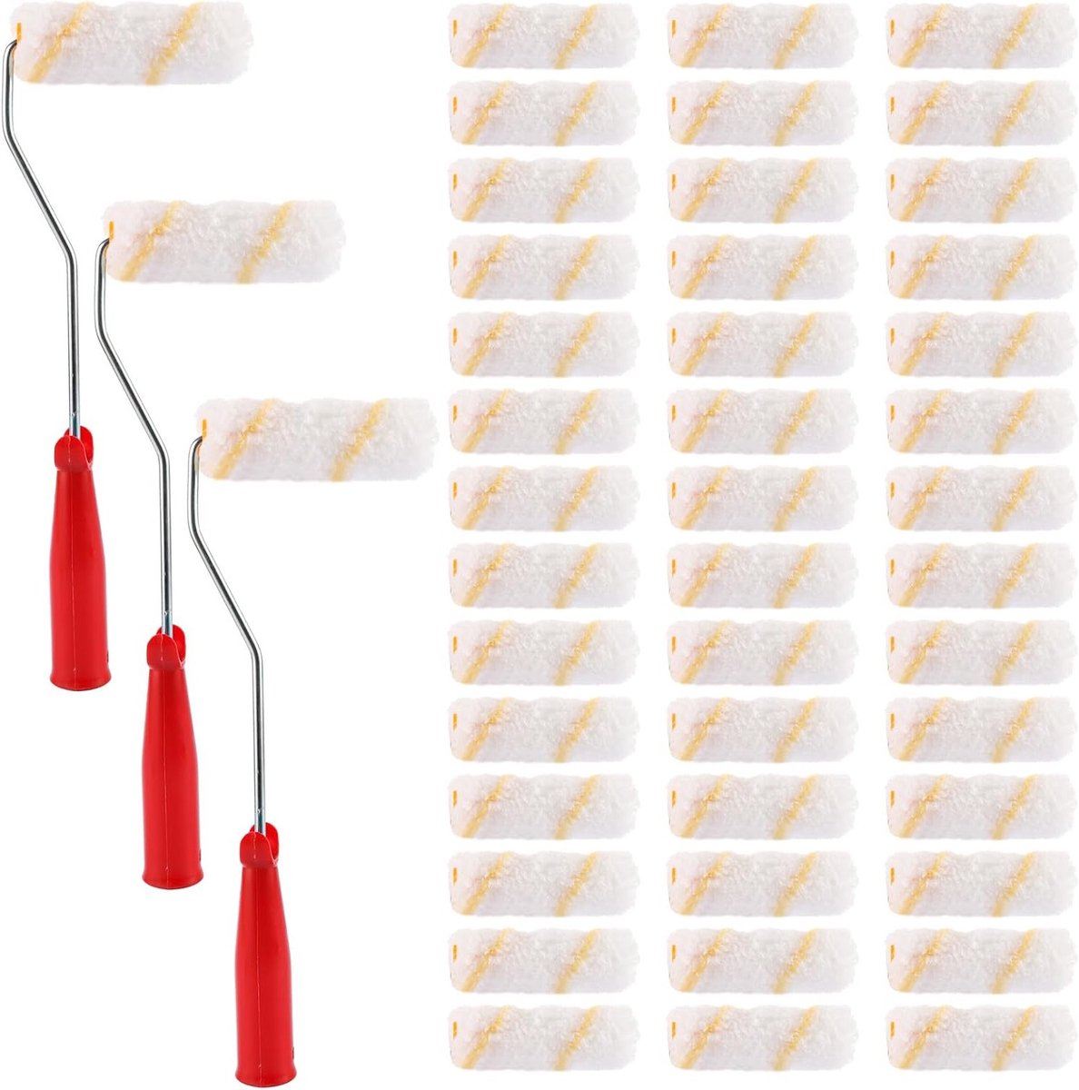 4 Inch Small Paint Rollers Set of 60 - Wall Paint Kit Roller Painting Set Brush - 115mm Painting Colouring - 30cm Handle