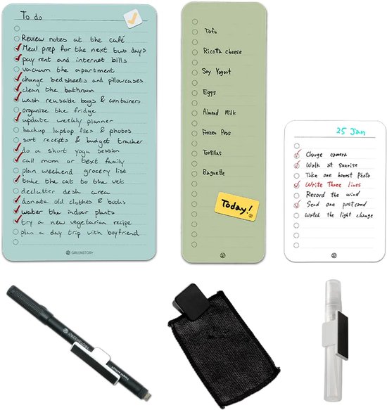 GreenStory - Zelfklevend Whiteboard - Sticky Whiteboard - L - Blauw - met Sticky Pen