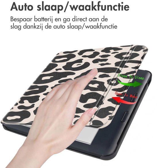 imoshion Ereader Cover / Hoesje Geschikt voor Kobo Libra Colour - imoshion Design Slim Hard Case Sleepcover Bookcase met stand - / Leopard van iMoshion — afbeelding 3