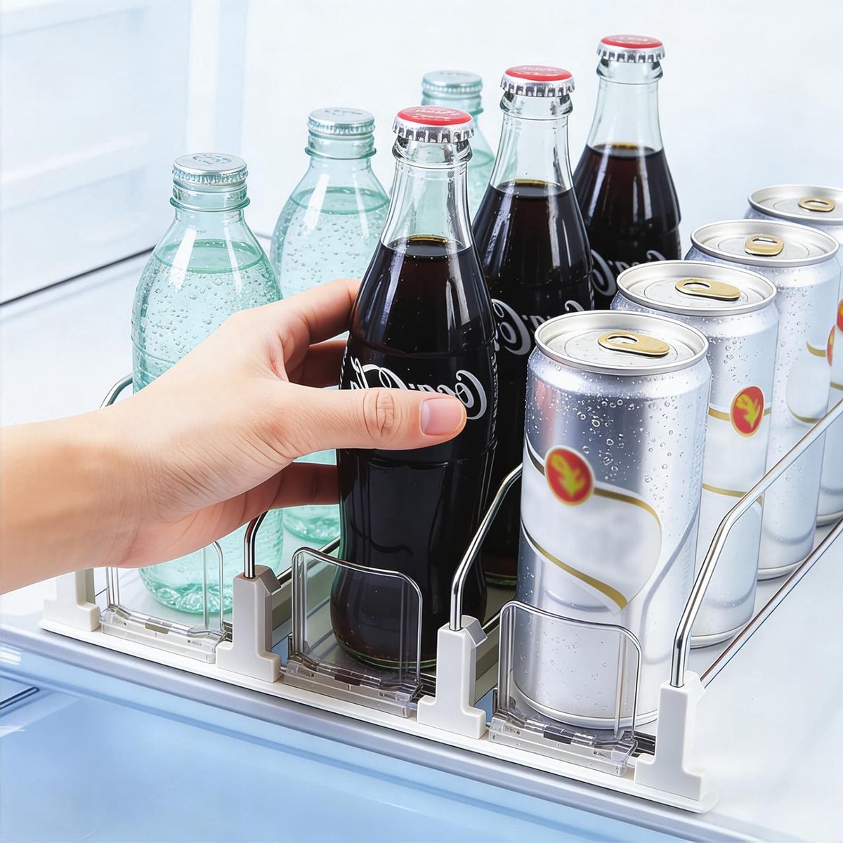 Koelkast Organizer - Drankenhouder - Keuken Opbergen - Zelfschuivend Systeem - 25 x 31 cm