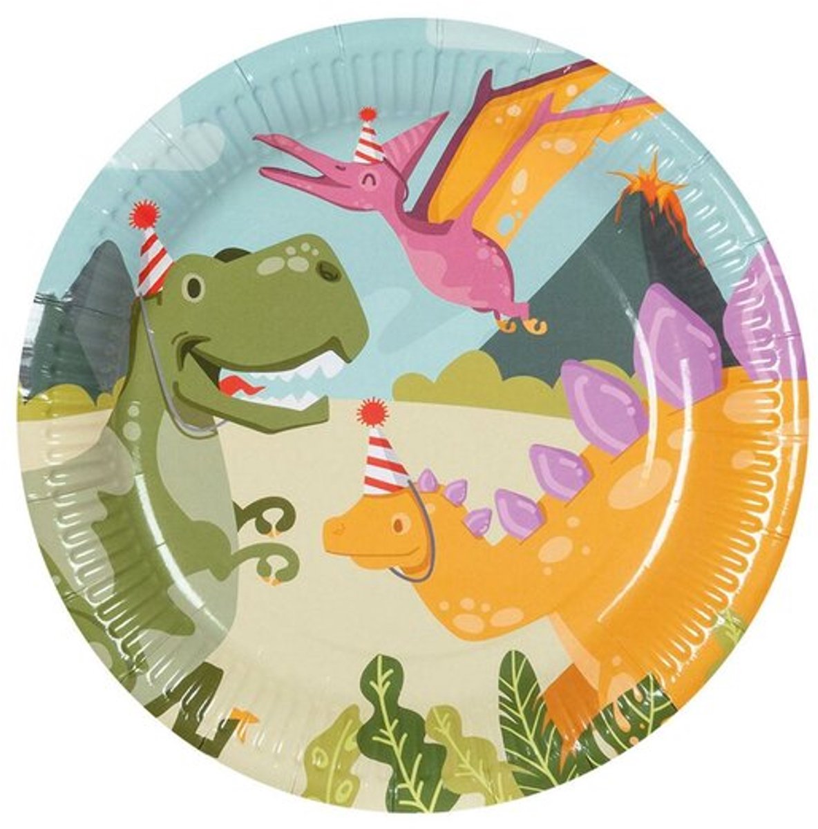 KINDERFEEST BORDJES - PAPIEREN BORDJES DINO - DINOSAURUS - 6 STUKS