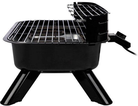 Princess 112252 Hybride Barbecue – 2000W – Elektrisch of Houtskool BBQ – Compact Tafelmodel – Ideaal voor Balkon & Camping – 44x29 cm