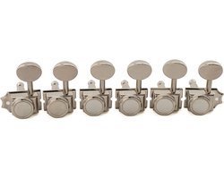 Pro R18T Semi-Gesloten 6-in-Line Vintage Hybride Locking Stemmechanieken voor Elektrische Gitaar, 18:1 Ratio Tuners met Vintage Ovale Knop voor Fender en Squier Strat en Tele Stijl, Nikkel Afwerking