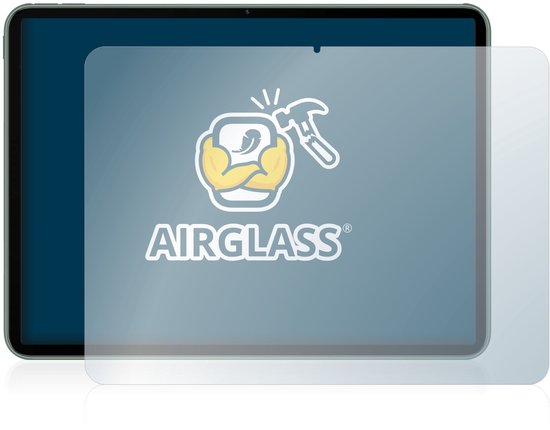 Tablet met AIRGLASS logo en screenprotector.